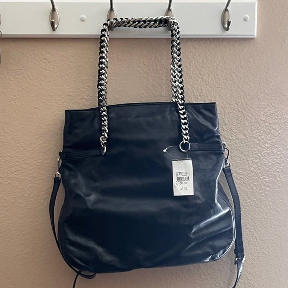 NWT - Michael Kors Chain Link Leather Black Handbag – Vintage - Picture 2 of 15